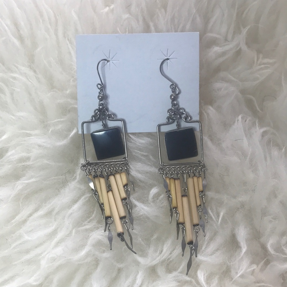 Handmade stone & wood earrings